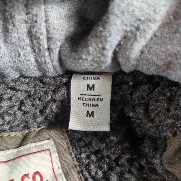 Levi’s Sherpa Lined Hooded Military Jacket Mens M Olive Green Workwear Winter - Picture 3 of 13